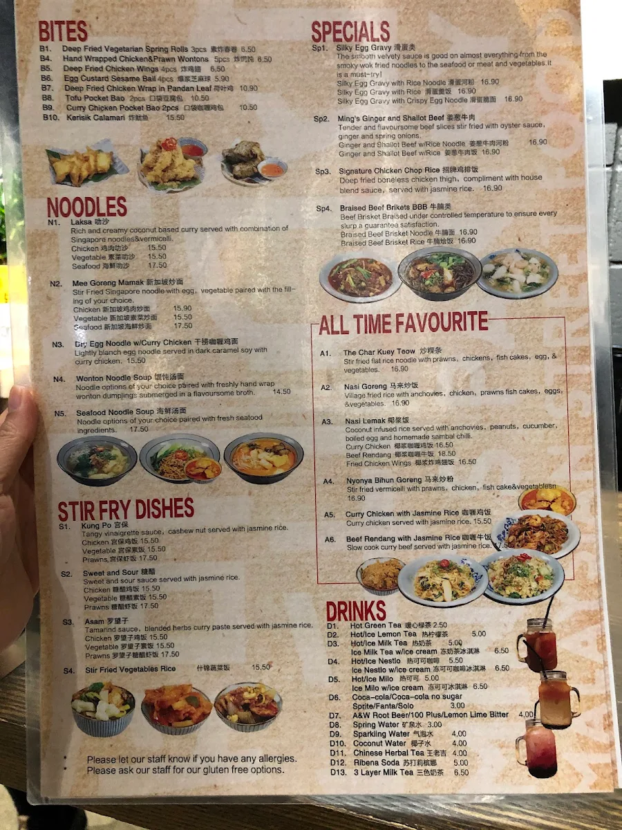 Menu, Ming’s Pantry Malaysian Street Food