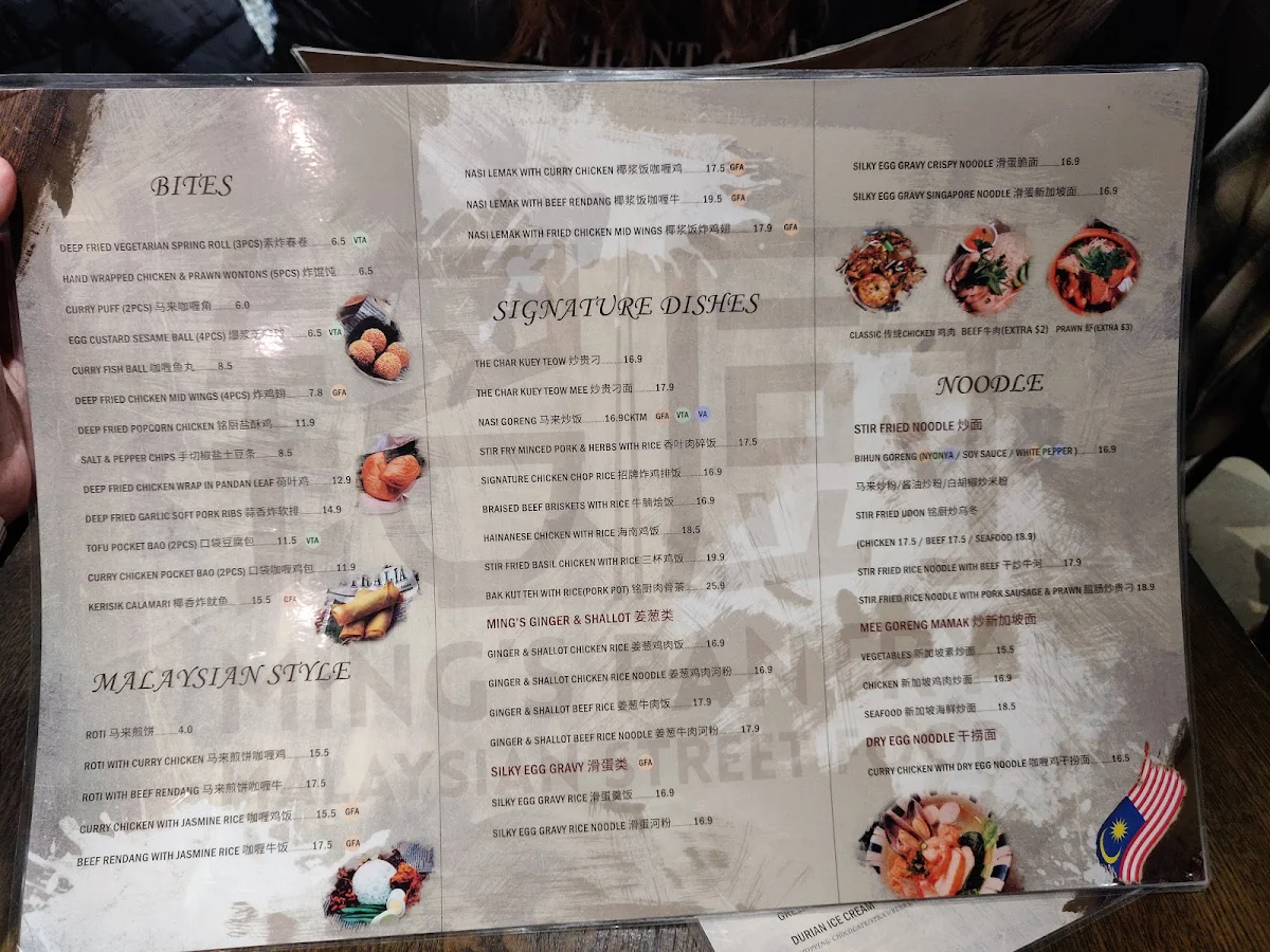 Menu, Ming’s Pantry Malaysian Street Food