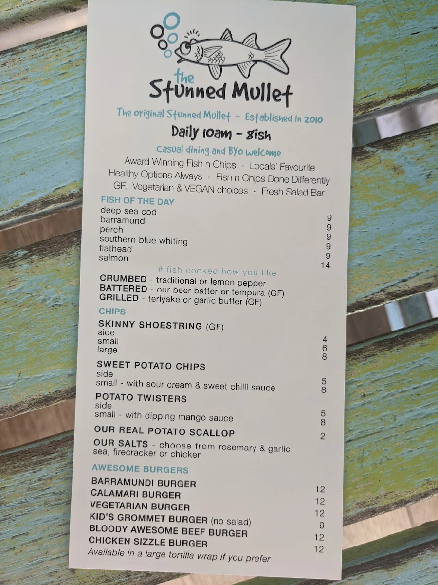 Menu, The Stunned Mullet