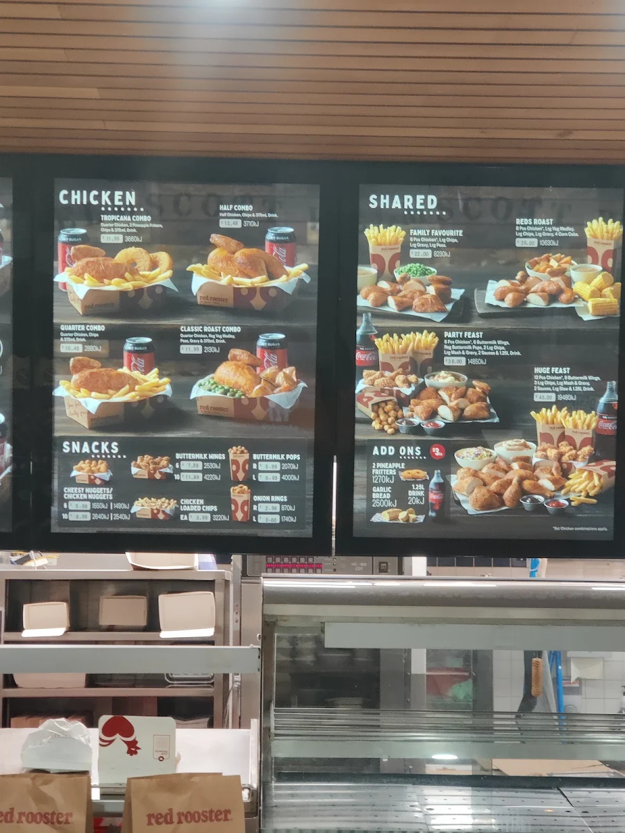 Menu, Red Rooster Mt. Ousley