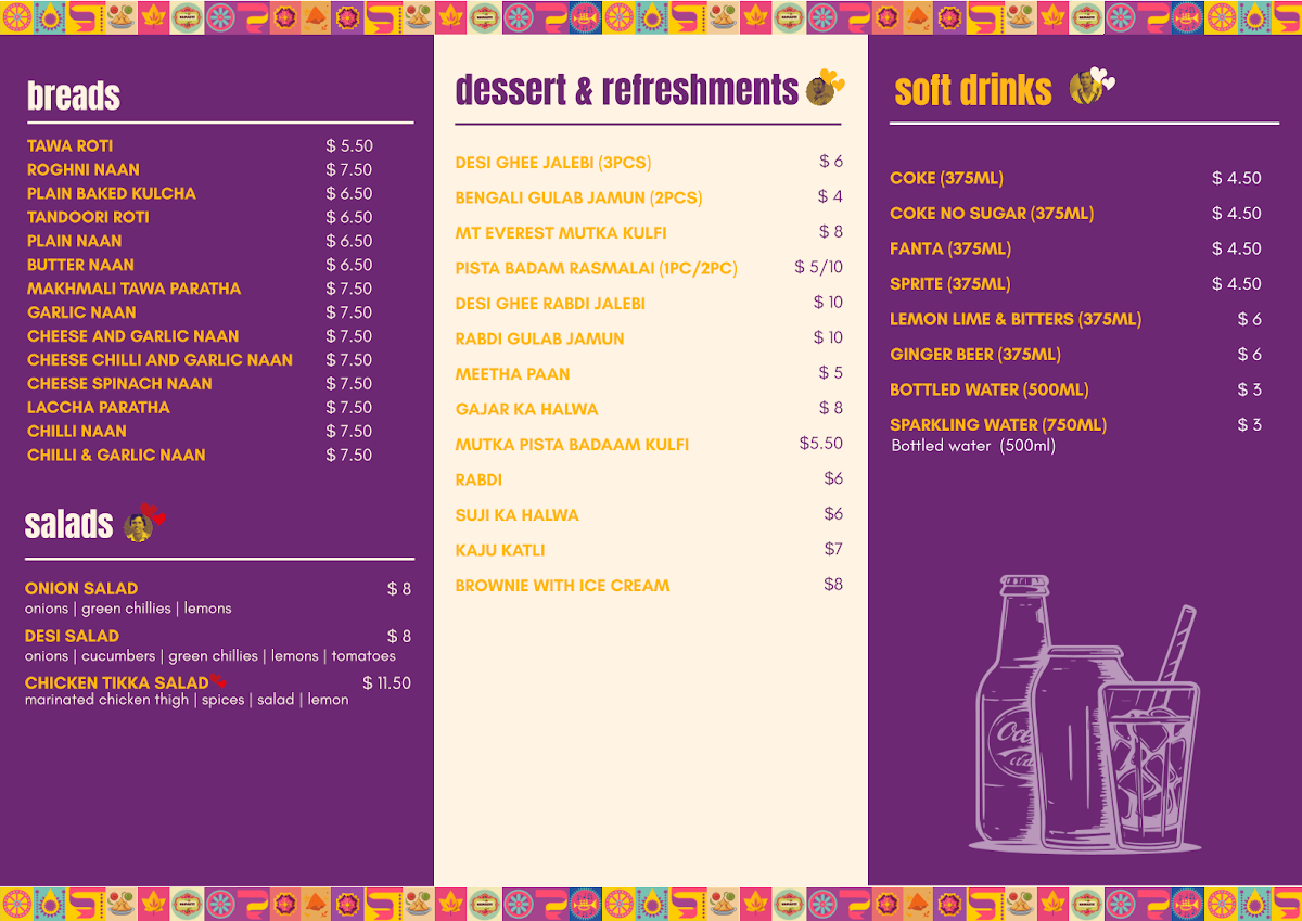 Menu, Bombay Dhaba 24/7 (Desi Family Restaurant)