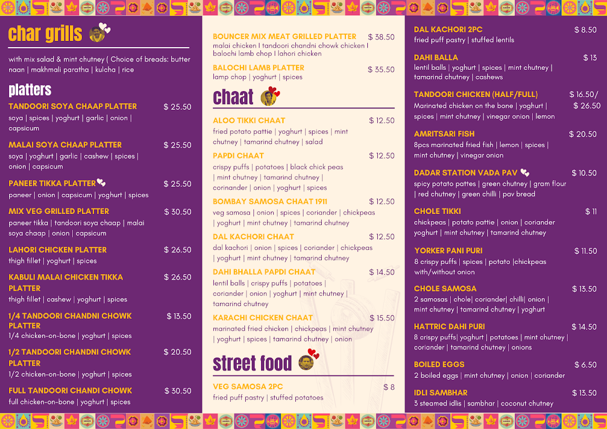 Menu, Bombay Dhaba 24/7 (Desi Family Restaurant)