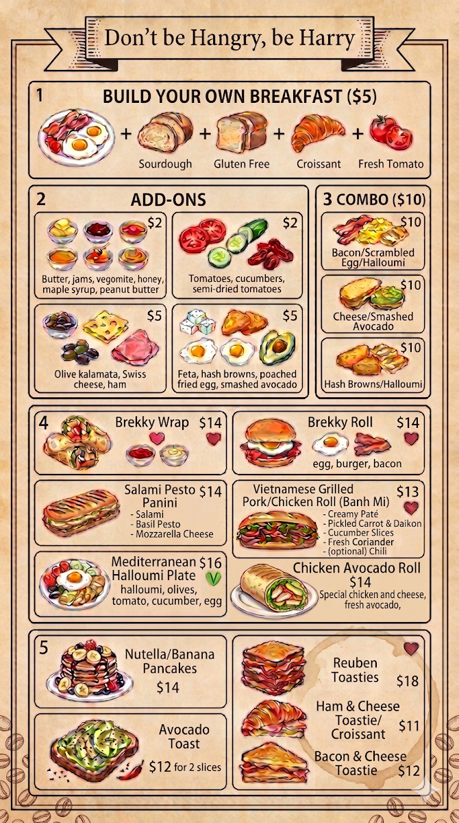 Menu, Hungry Harry