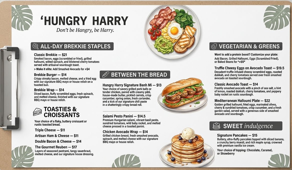 Menu, Hungry Harry