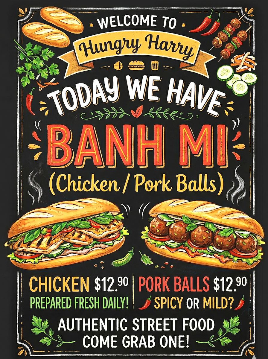 Menu, Hungry Harry