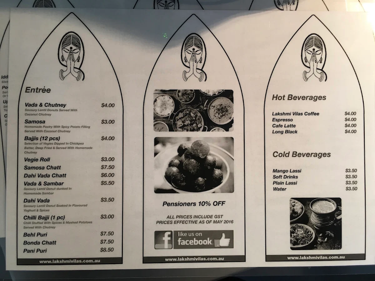 Menu, Lakshmi Vilas