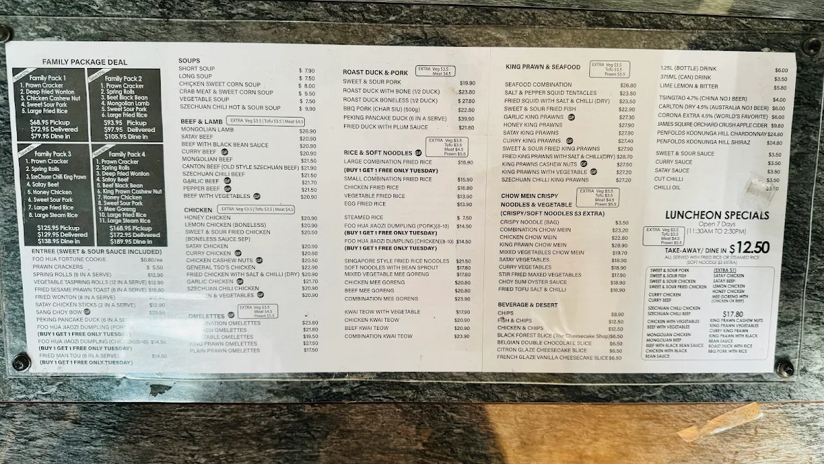 Menu, Foo Hua
