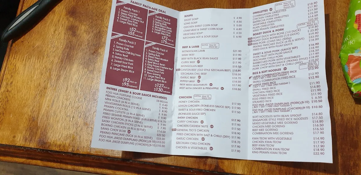 Menu, Foo Hua