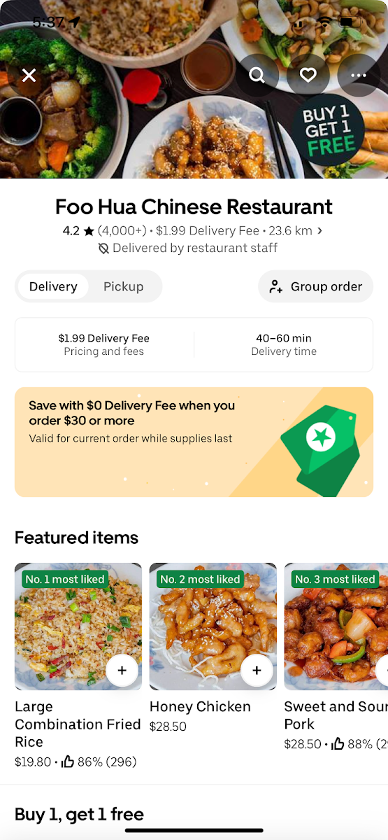 Menu, Foo Hua