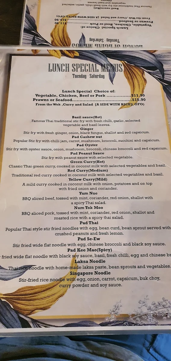 Menu, Thai Som Boon