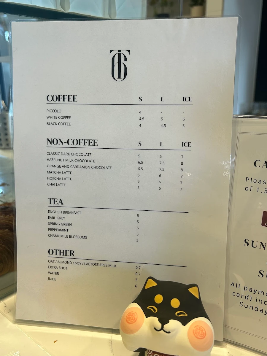 Menu, T6 Patisserie