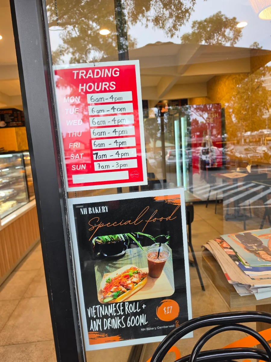Menu, NH Bakery