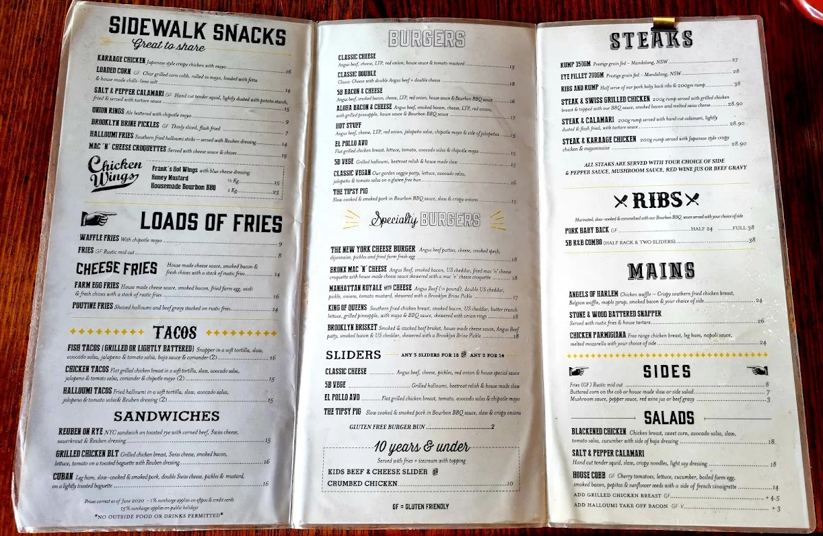 Menu, 5 Boroughs Everton Park