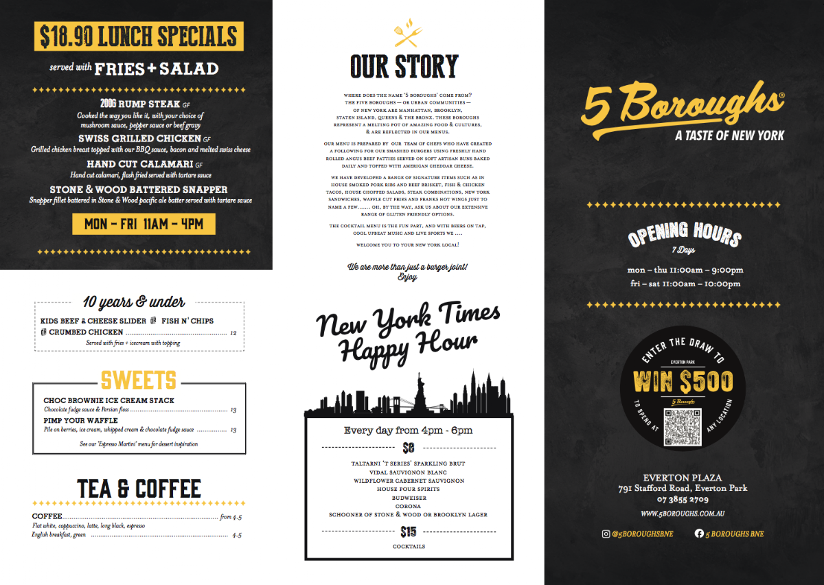 Menu, 5 Boroughs Everton Park