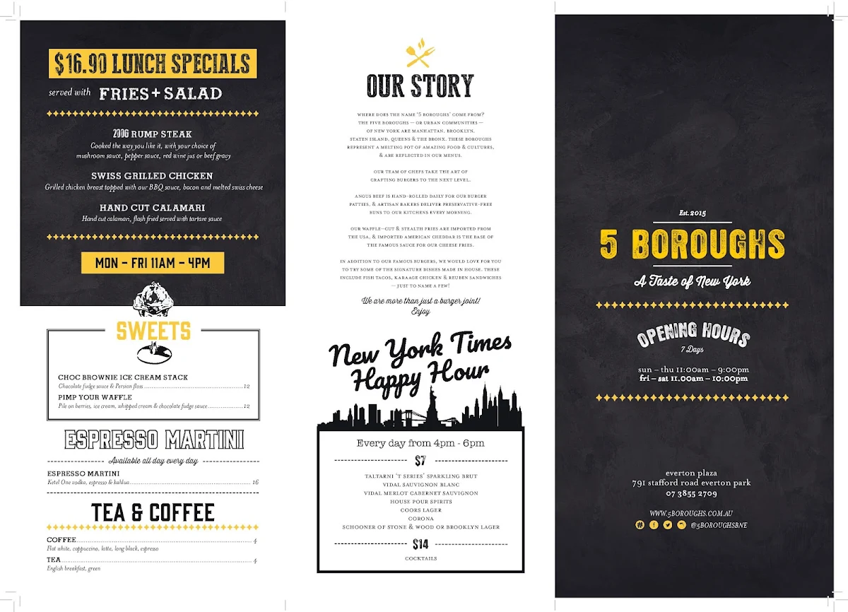 Menu, 5 Boroughs Everton Park