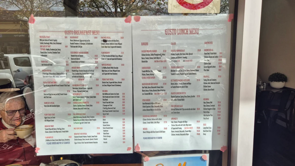 Menu, Gusto