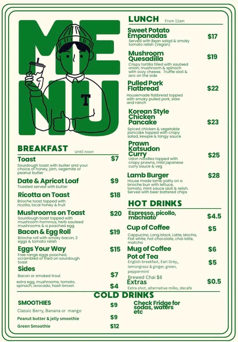 Menu, Pickled Ink Kitchen