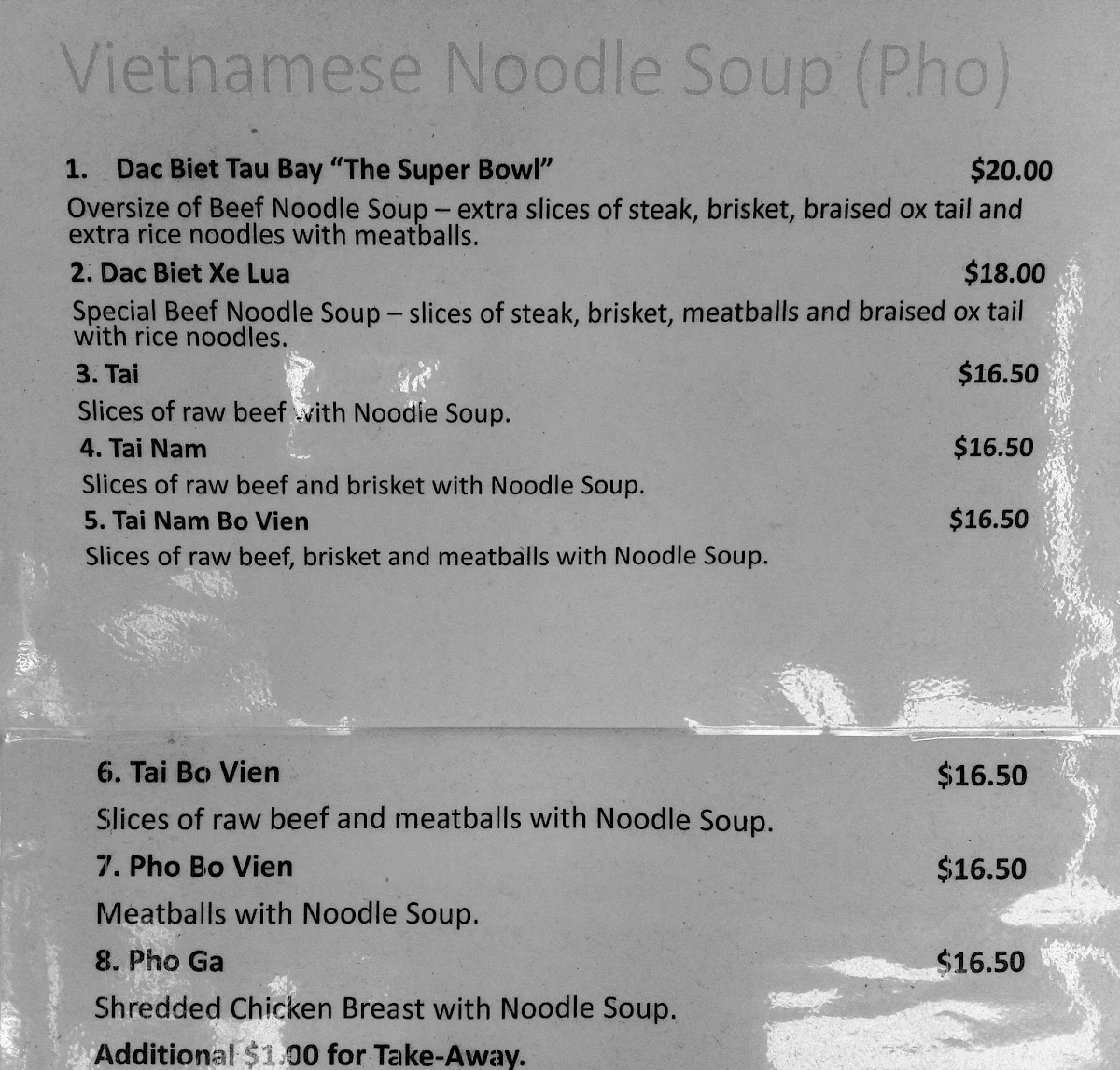 Menu, Sunshine Cafe & Lunch Bar