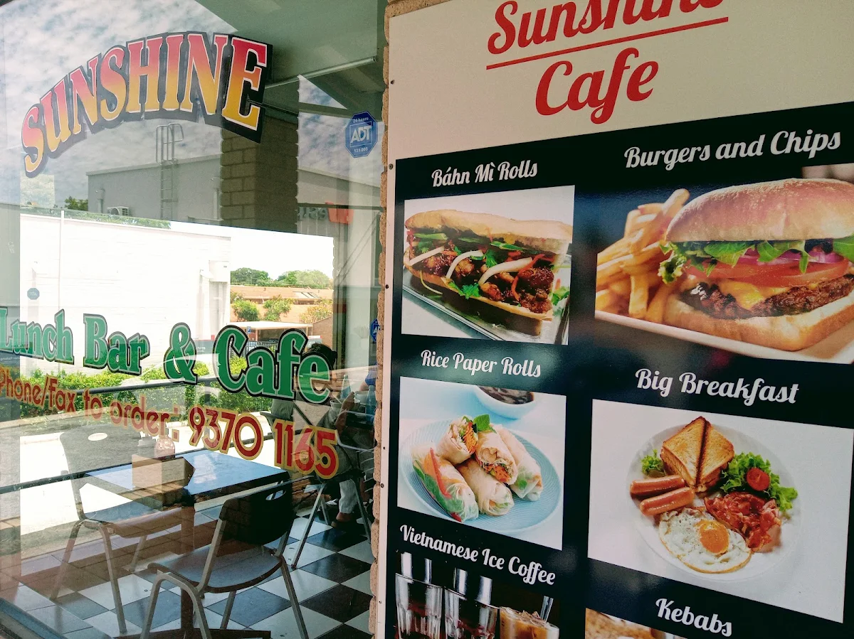 Menu, Sunshine Cafe & Lunch Bar