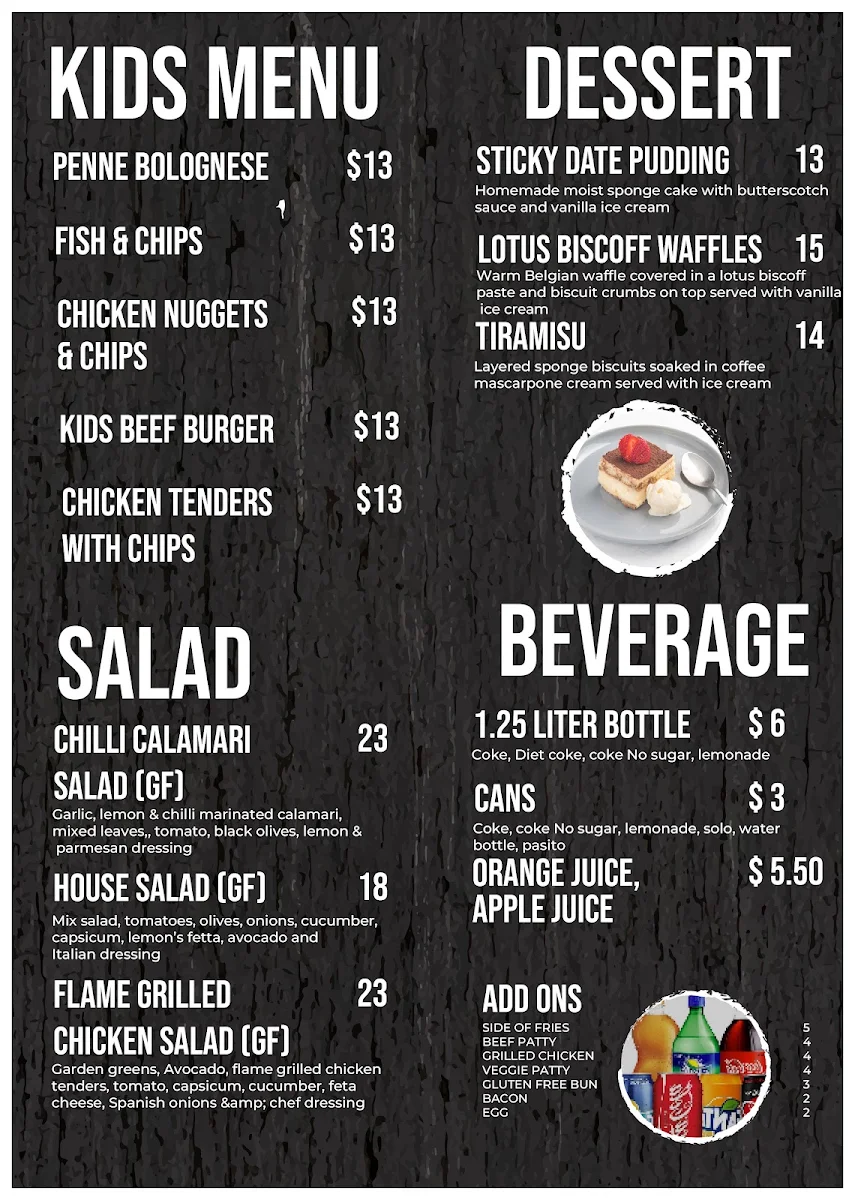 Menu, Grill House Burger & Parma