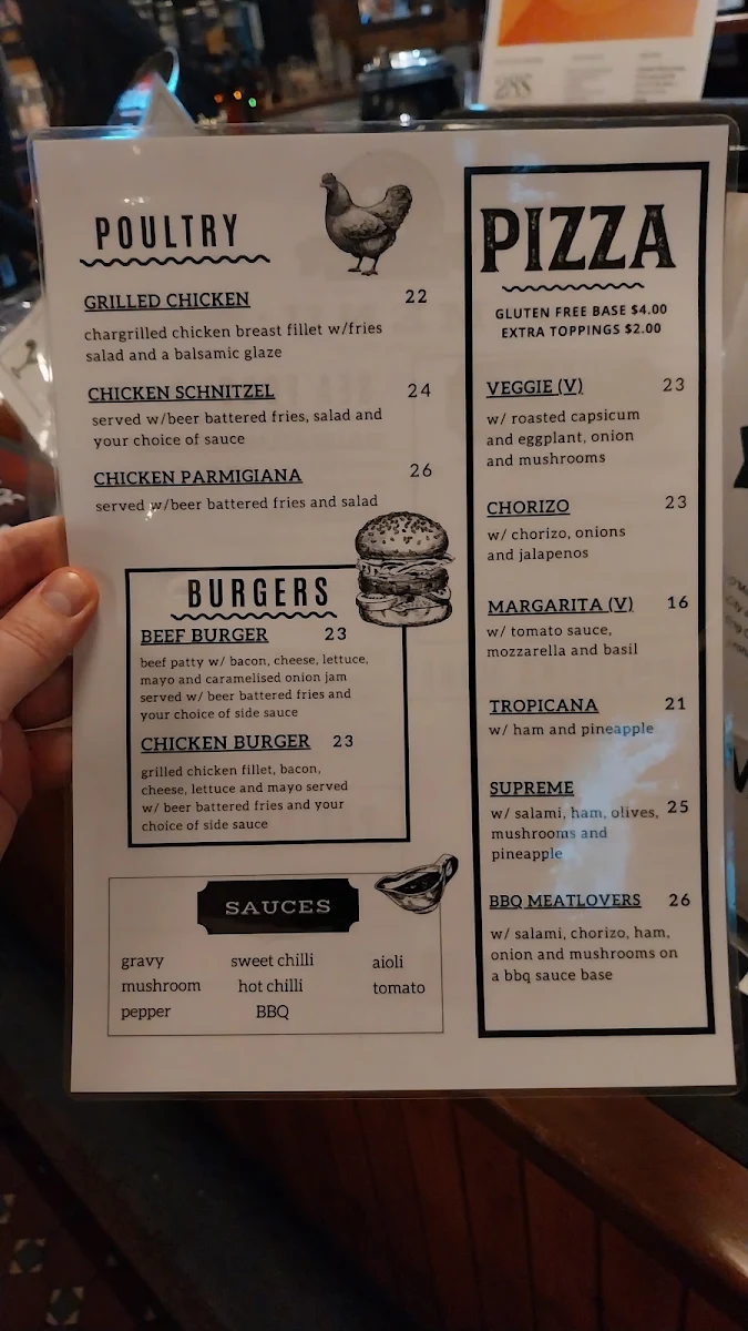 Menu, King O'Malley's