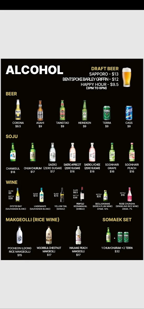 Menu, The Tongdak Dickson