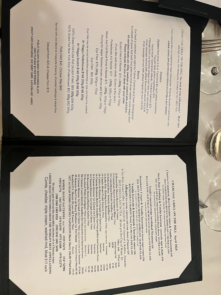 Menu, Charcoal Grill on The Hill
