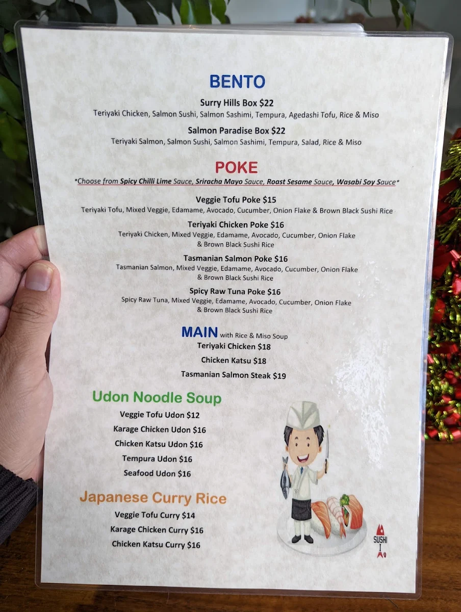 Menu, SUKE sushi and poke
