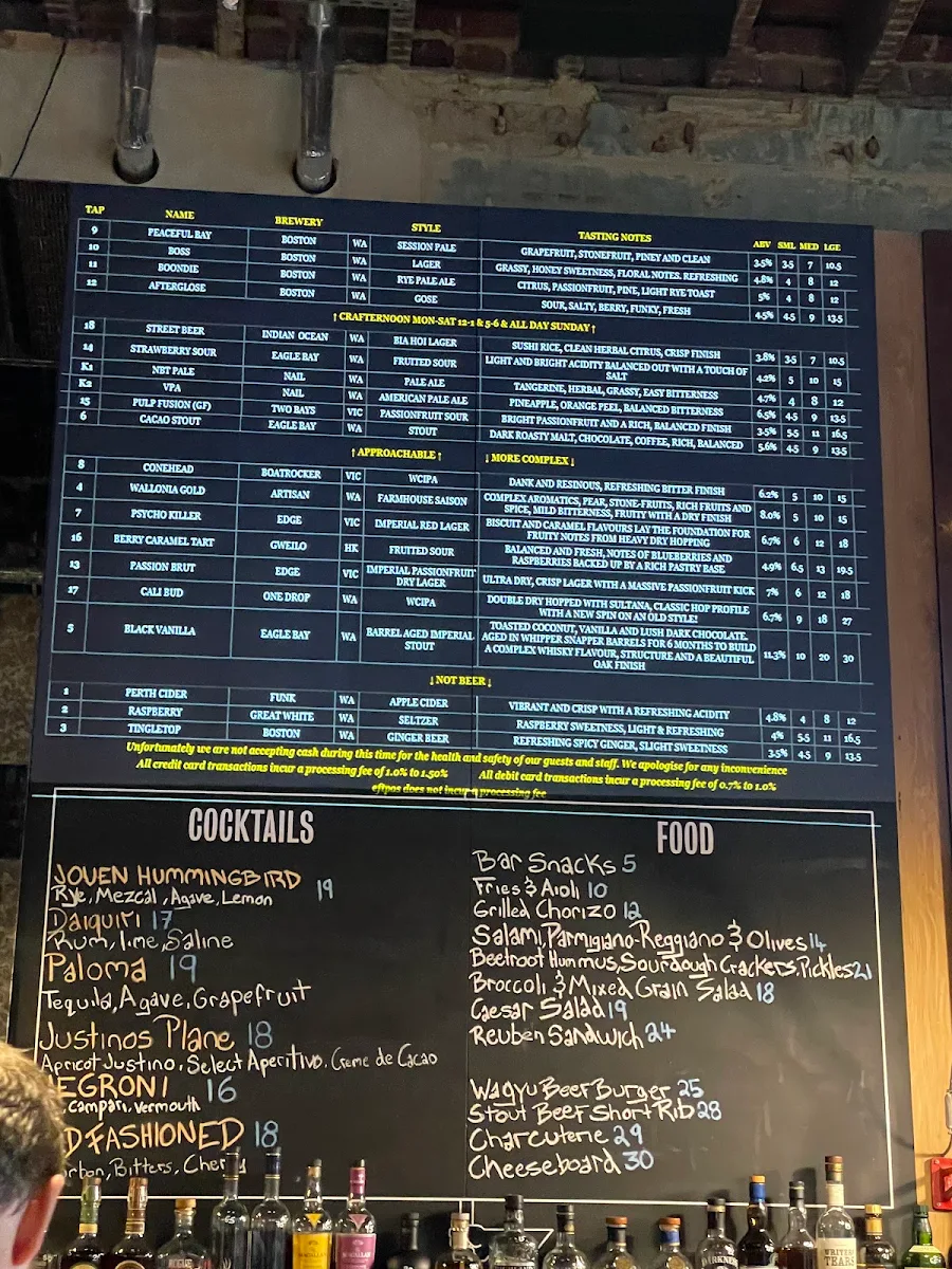 Menu, Beer Corner