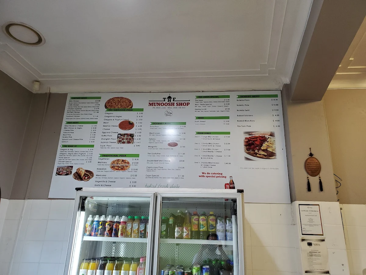 Menu, The Munoosh Shop