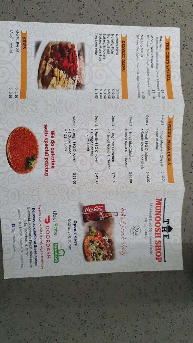 Menu, The Munoosh Shop