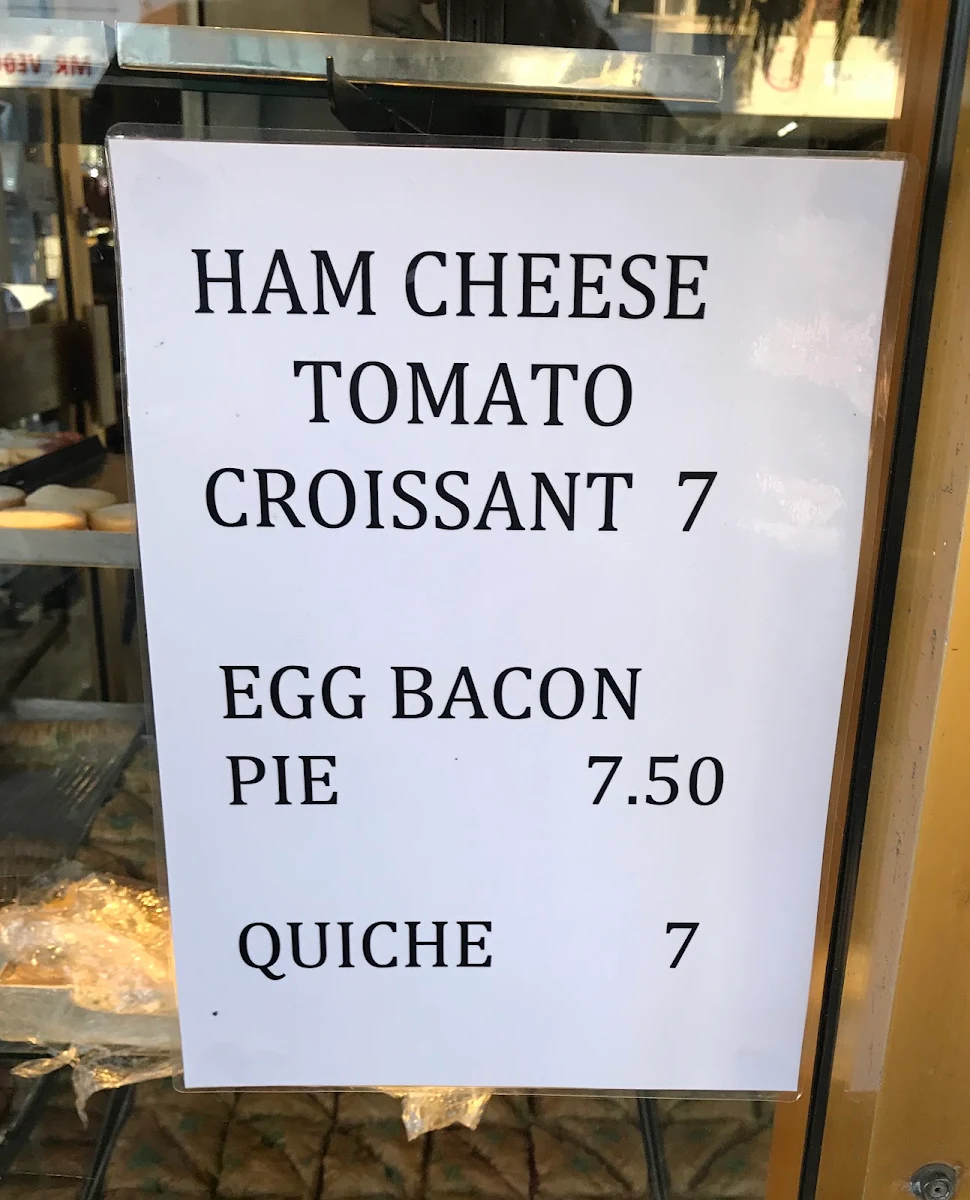 Menu, Europa Cake Shop