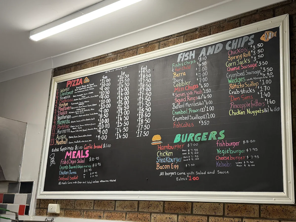 Menu, Glen Forrest Takeaway