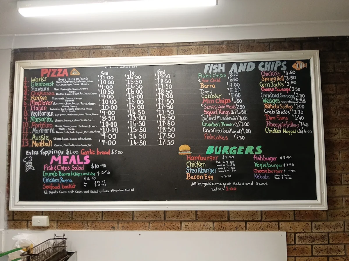 Menu, Glen Forrest Takeaway