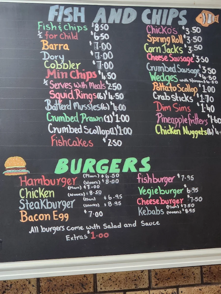 Menu, Glen Forrest Takeaway