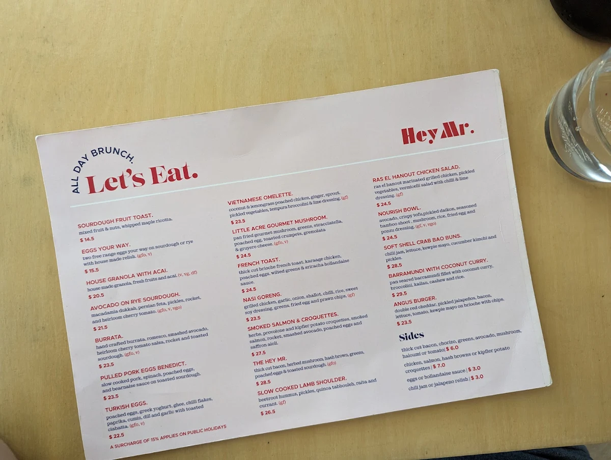 Menu, Hey Mr. New Farm