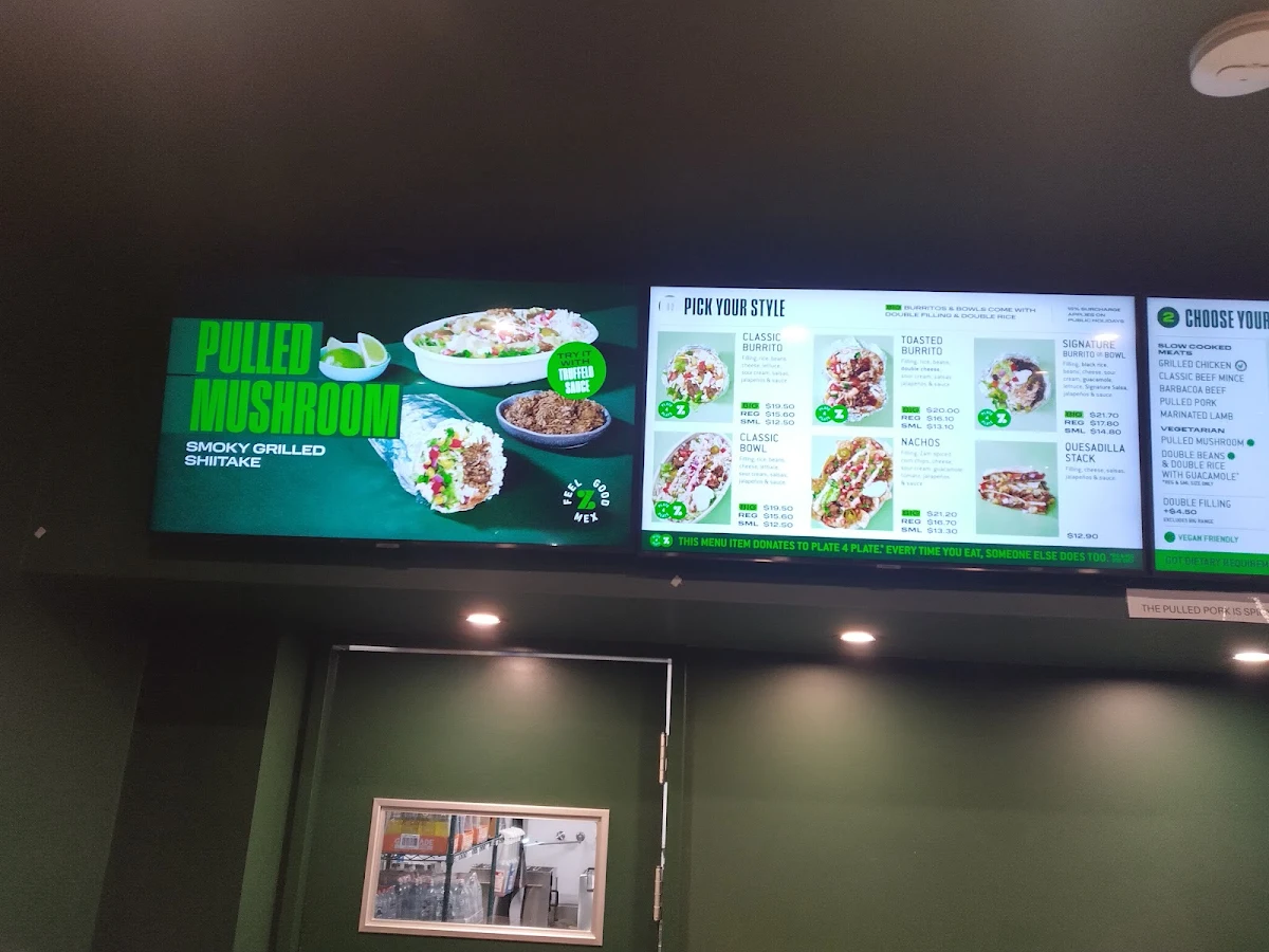 Menu, Zambrero Albany