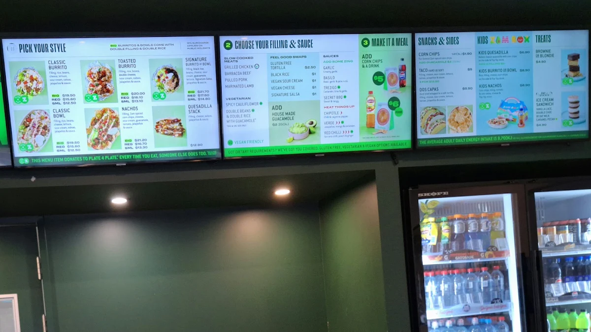 Menu, Zambrero Albany