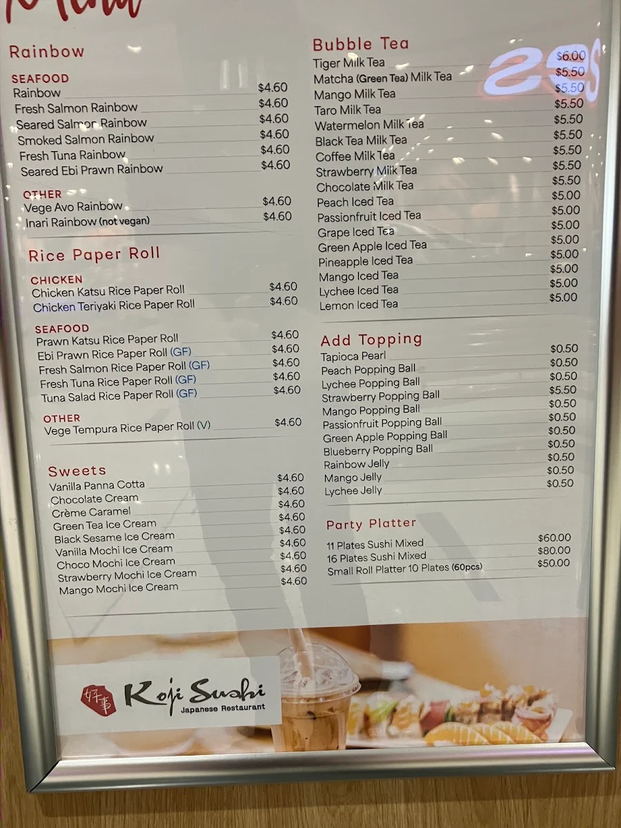 Menu, Koji Sushi Japanese Restaurant