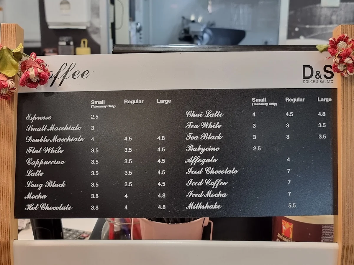 Menu, Dolce & Salato Bull Creek