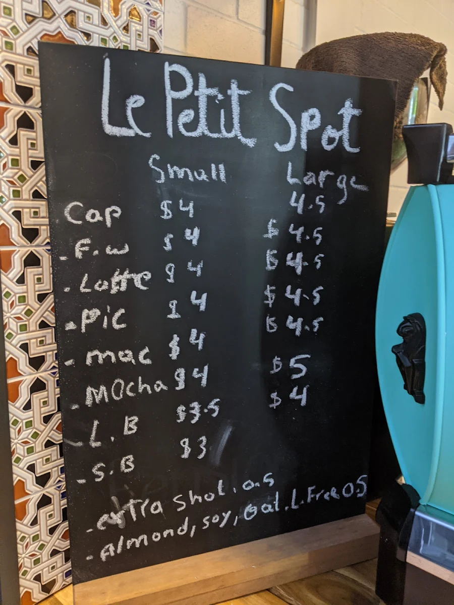 Menu, Le Petit Spot Cafe