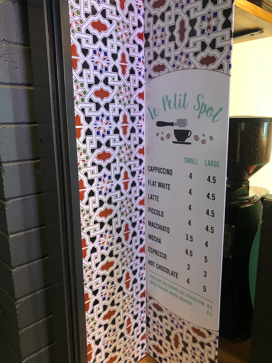 Menu, Le Petit Spot Cafe