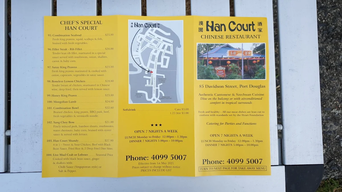 Menu, Han Court Chinese Restaurant