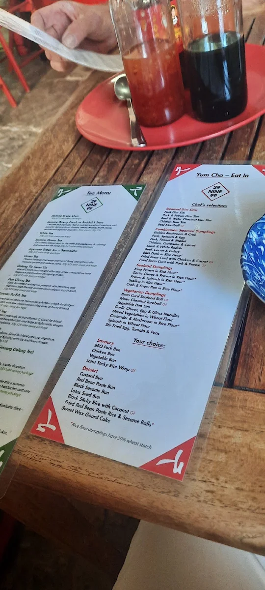 Menu, 29 Nine 99 Yum Cha & Tea House