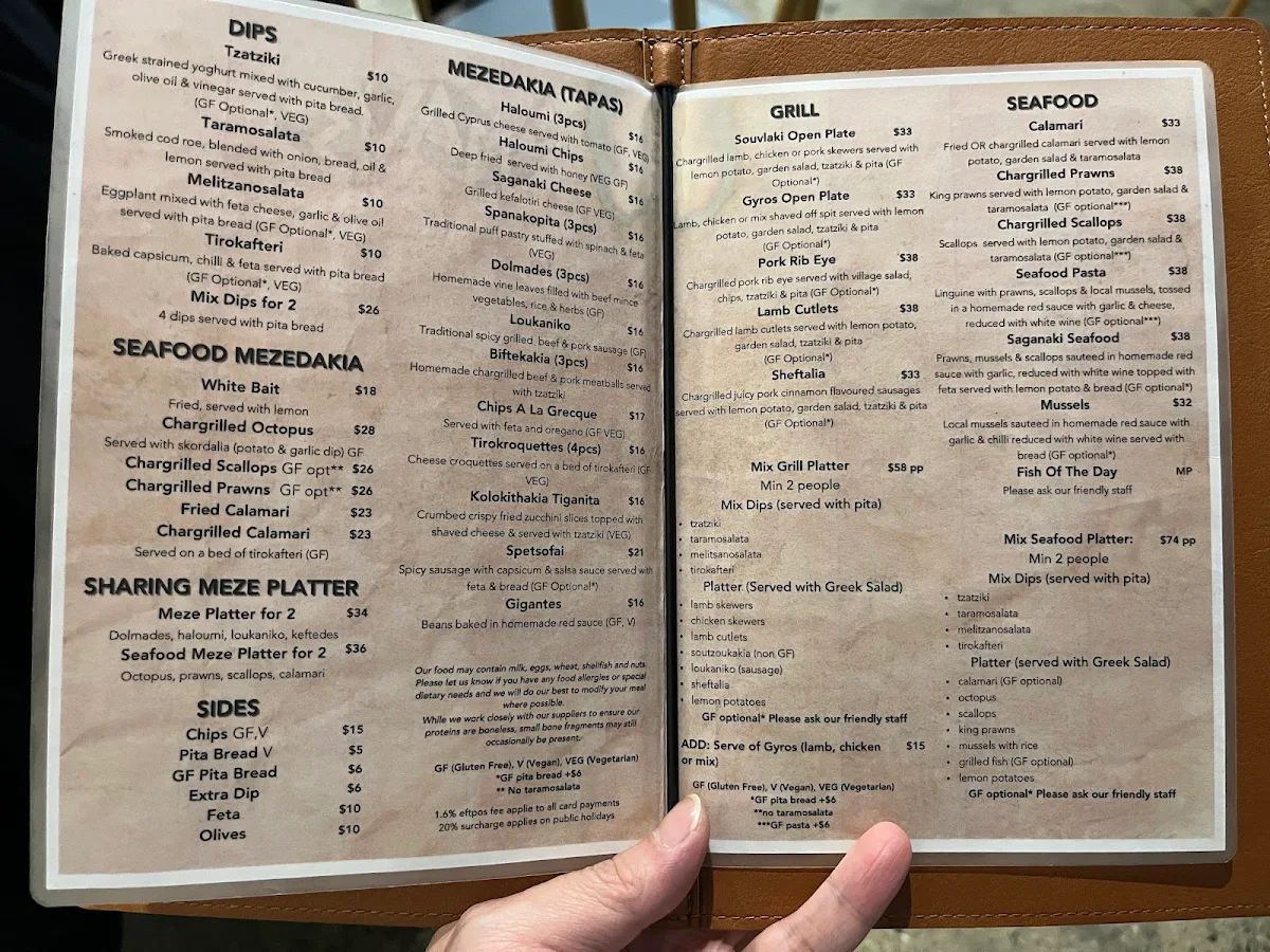 Menu, Mavs Greek Restaurant