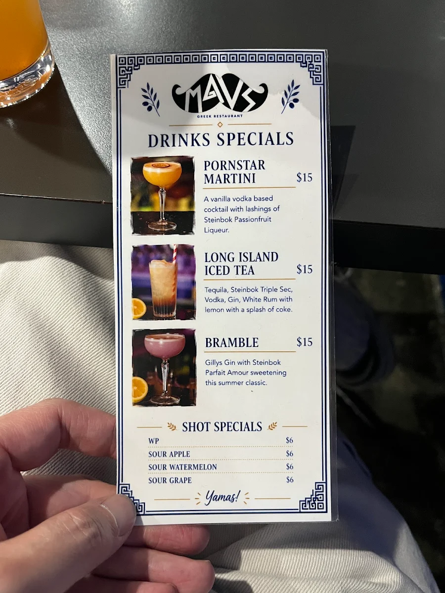 Menu, Mavs Greek Restaurant