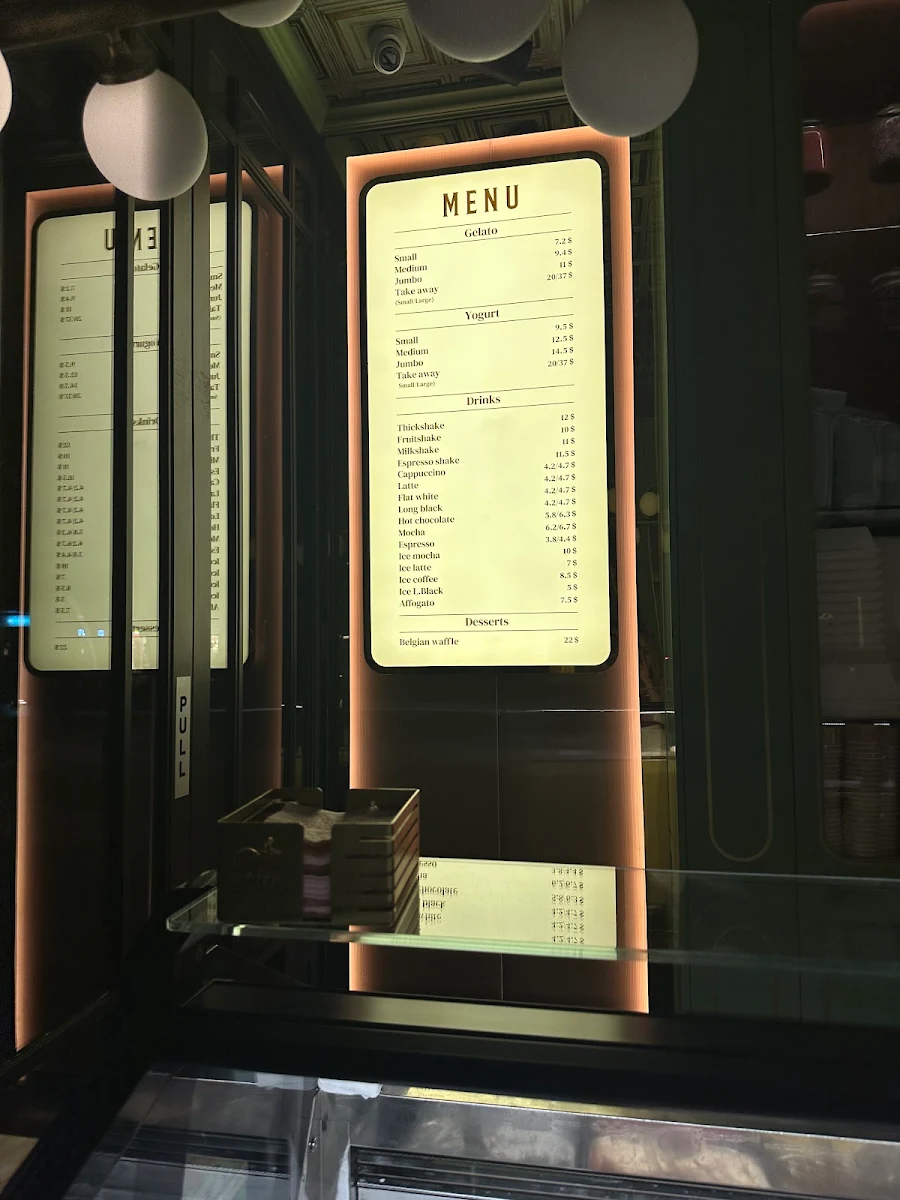 Menu, Anita Gelato Manly