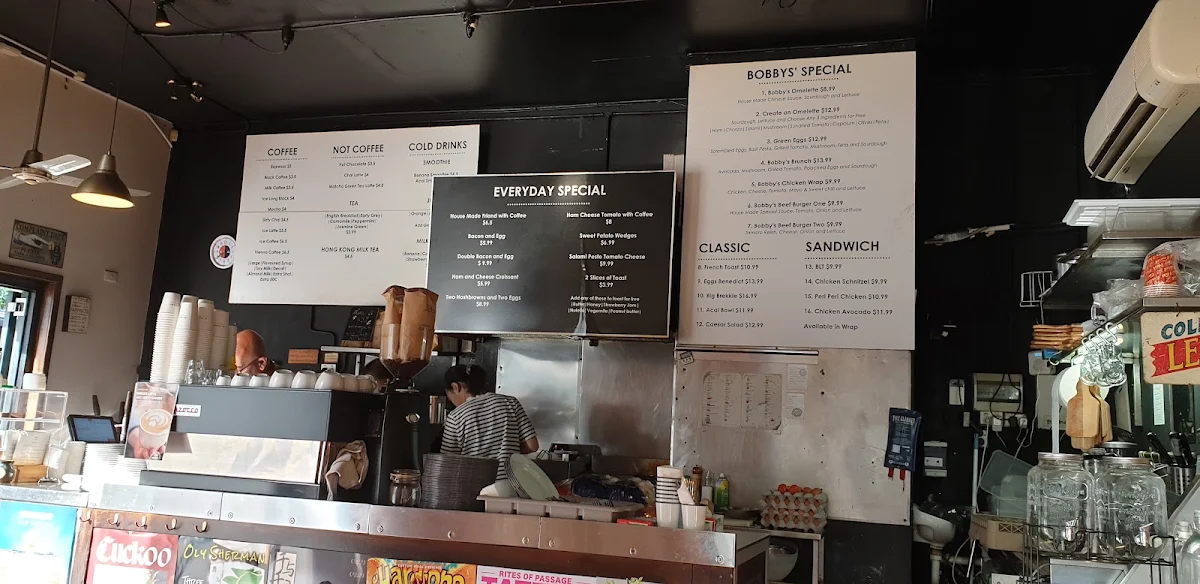 Menu, Bobby's Cafe Darlington