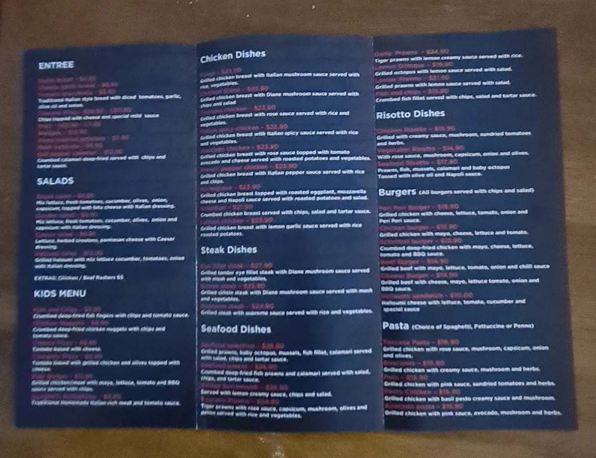 Menu, Toscanini Italian Restaurant