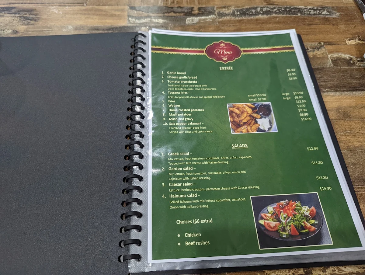 Menu, Toscanini Italian Restaurant